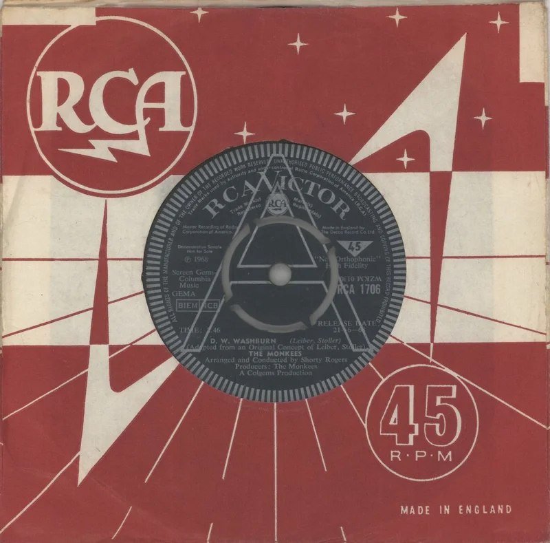The Monkees D.W. Washburn UK Promo 7" vinyl