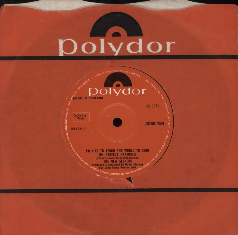 The New Seekers I'd Like To Teach The World To Sing UK 7" vinyl
