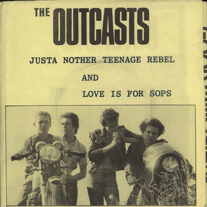The Outcasts Just Another Teenage Rebel - yellow p/s Irish 7" vinyl