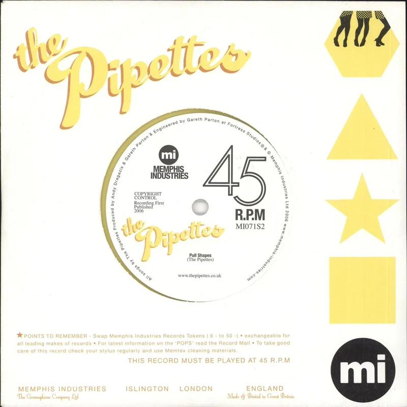 The Pipettes Pull Shapes - Yellow Vinyl UK 7" vinyl