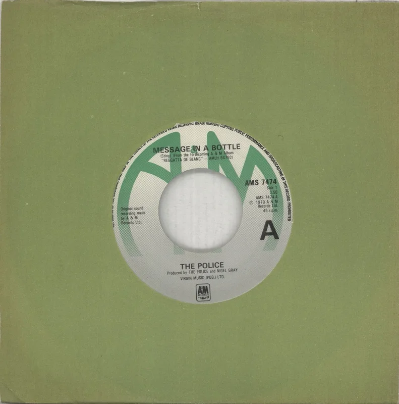 The Police Message In A Bottle - Green - Wide UK 7" vinyl