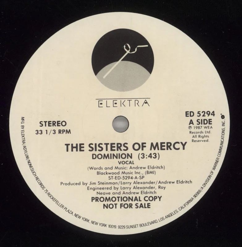 The Sisters Of Mercy Dominion US Promo 12" vinyl