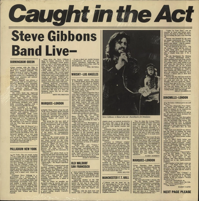 The Steve Gibbons Band Caught In The Act UK Vinyl LP