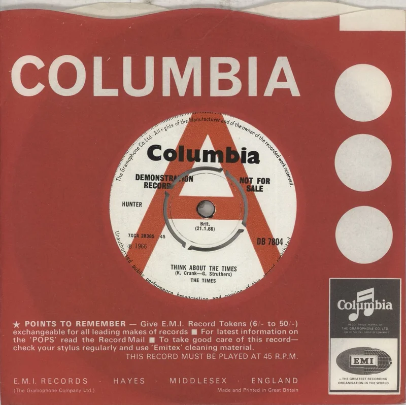 The Times (60s) Think About The Times - A Label UK Promo 7" vinyl