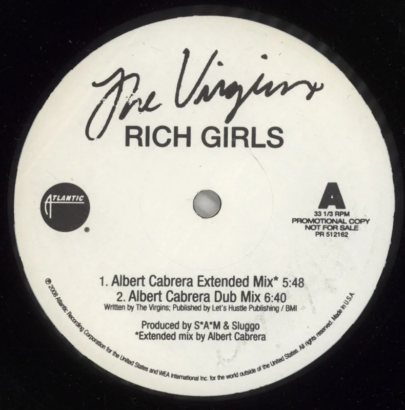 The Virgins Rich Girls US Promo 12" vinyl