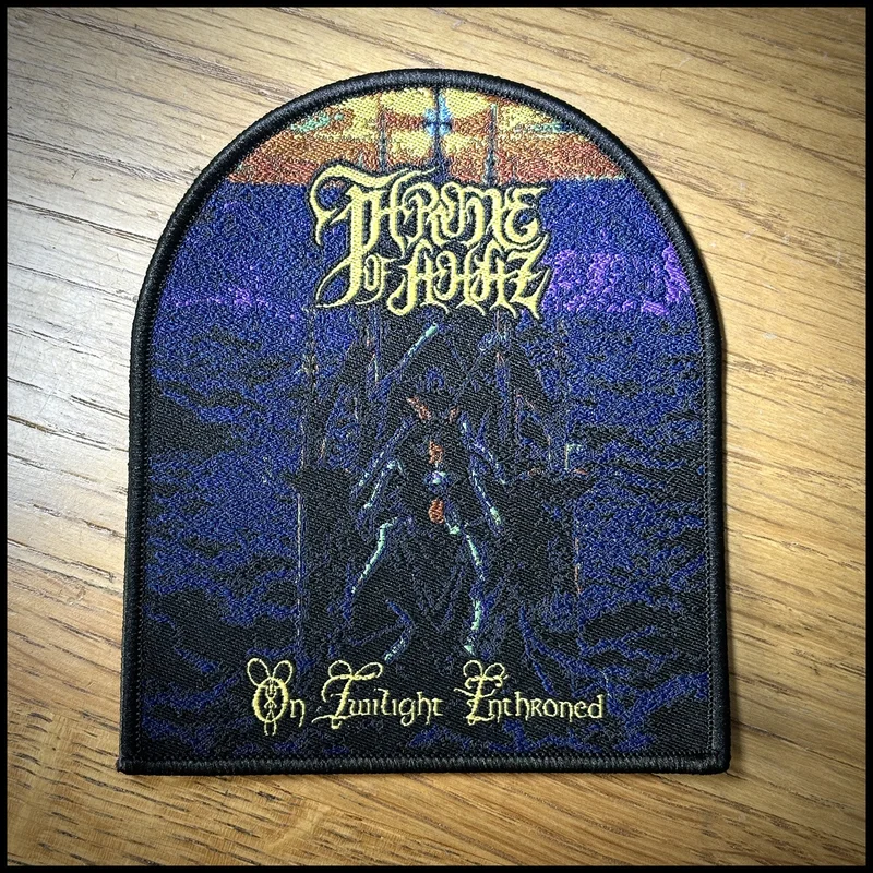 THRONE OF AHAZ: official deluxe/limited ON TWILIGHT ENTHRONED patch Black border patch