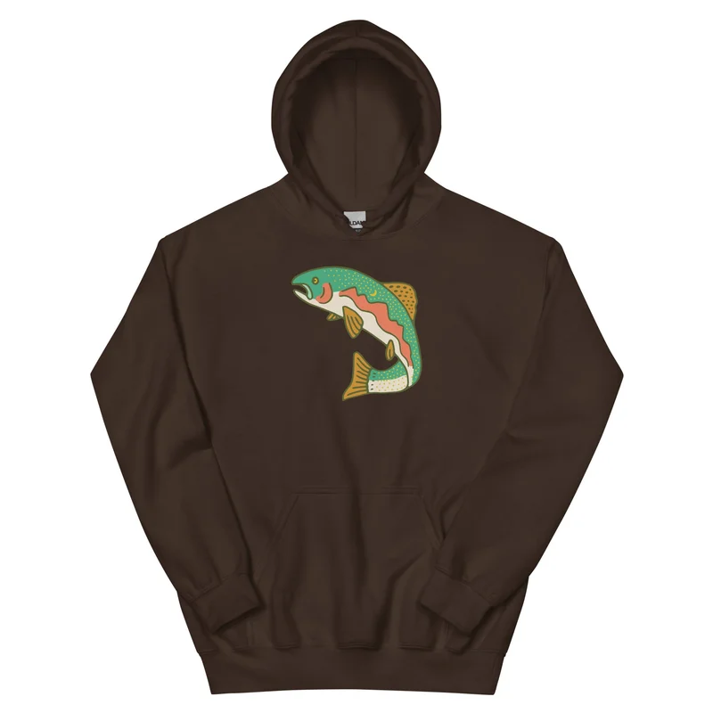 Trout Landscape Unisex Hoodie Dark Chocolate