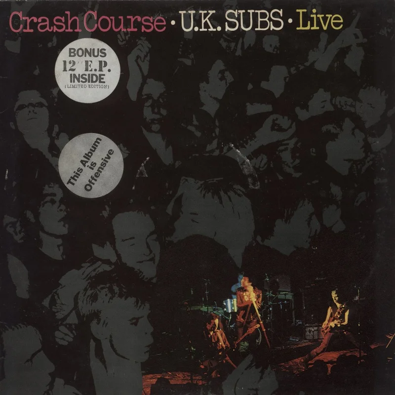 U.K. Subs Crash Course + 12" EP - Two Stickers UK Vinyl LP