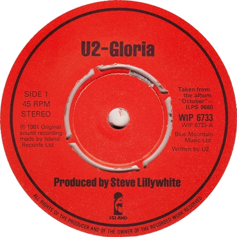 U2 Gloria - Single Sided UK Promo 7" vinyl
