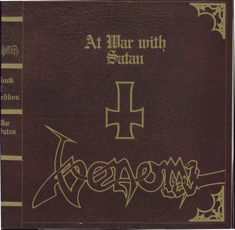 Venom At War With Satan + Lyrics & Merch - EX UK Vinyl LP