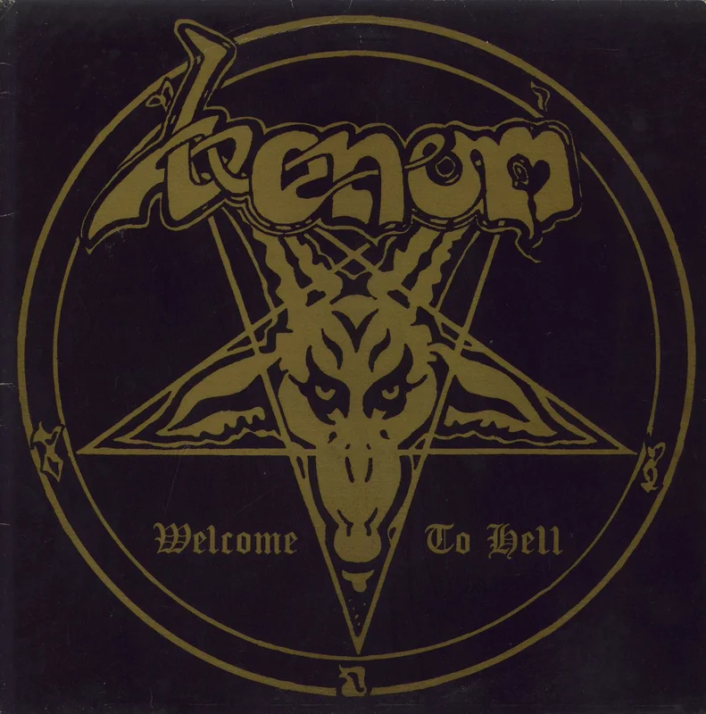 Venom Welcome To Hell + Lyric Insert + Poster - VG UK Vinyl LP