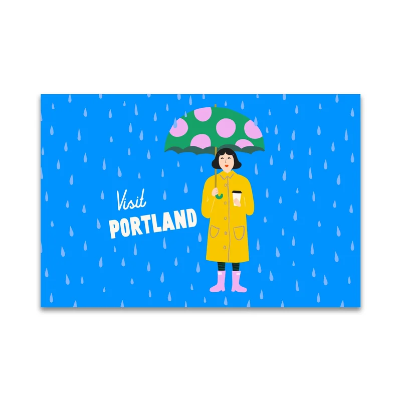 Visit Portland Rain Postcard