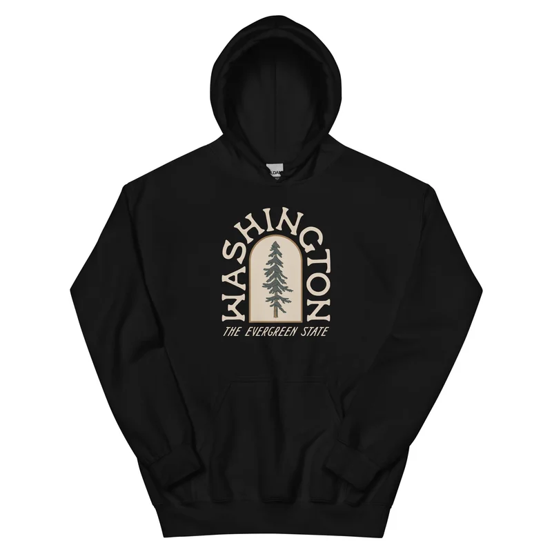 WA Evergreen Unisex Hoodie Black