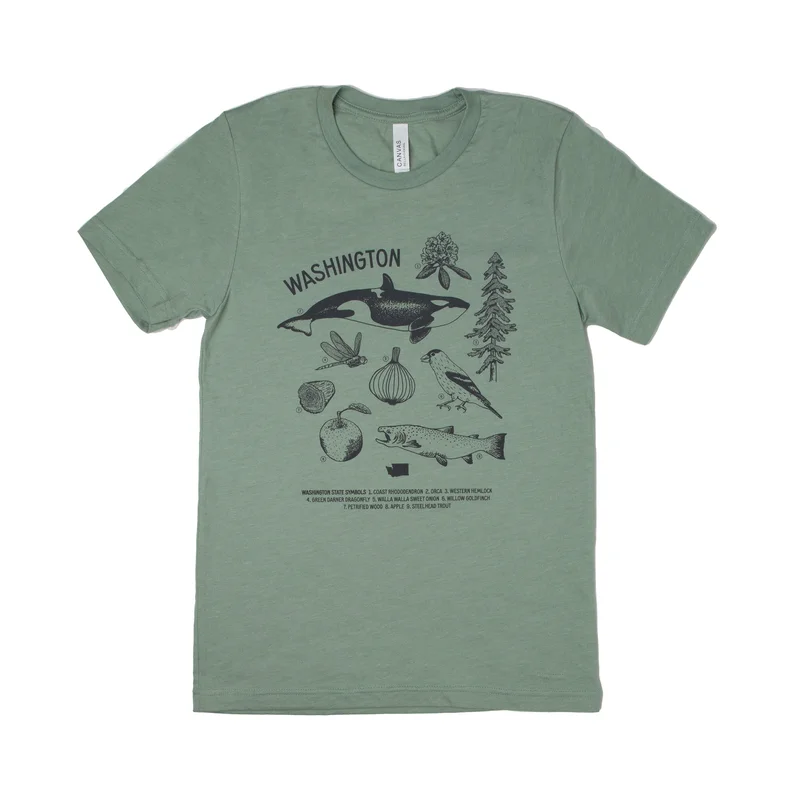 WA State Symbols Unisex Shirt (Sage)