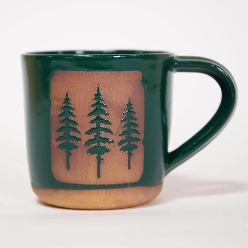 Wonky Trees Mug Forest Green