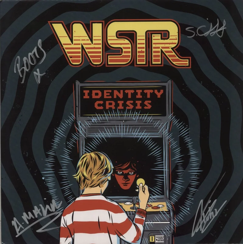 WSTR Identity Crisis - Red / Black / Yellow Smash Vinyl - Autographed UK Vinyl LP