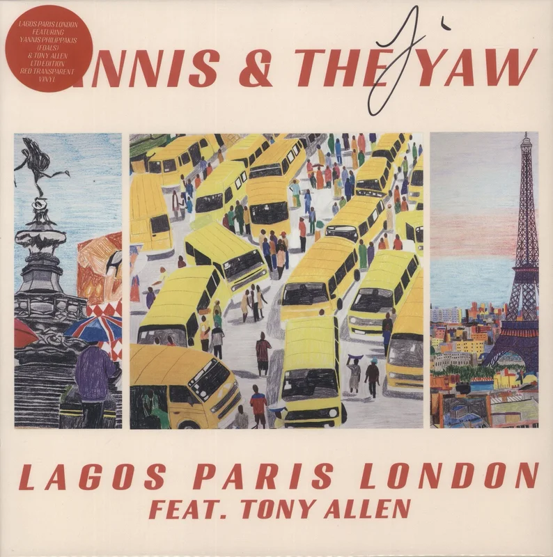 Yannis & The Yaw Lagos Paris London - Red Vinyl - Autographed UK 12" vinyl