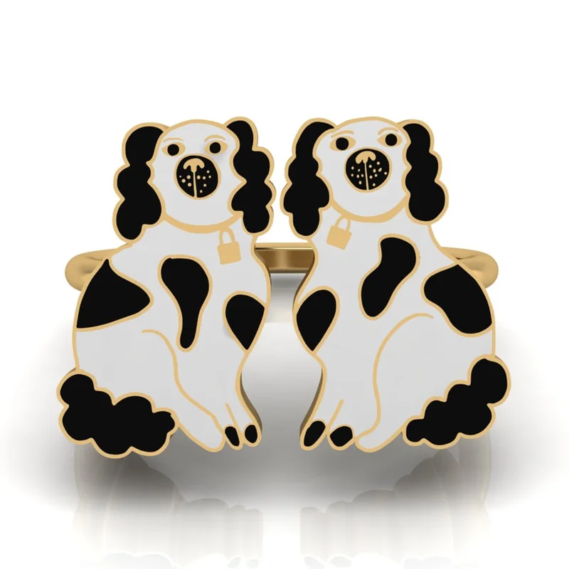 Yellow Owl Adjustable Ring - Staffordshire Dogs